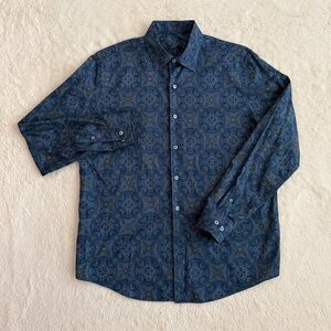 Men's Tasso Elba Shirt, Button Front, Long Sleeve, Size Medium